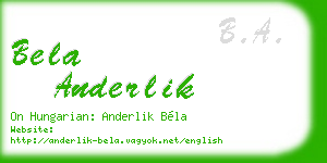 bela anderlik business card