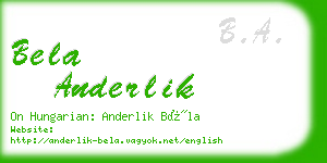 bela anderlik business card